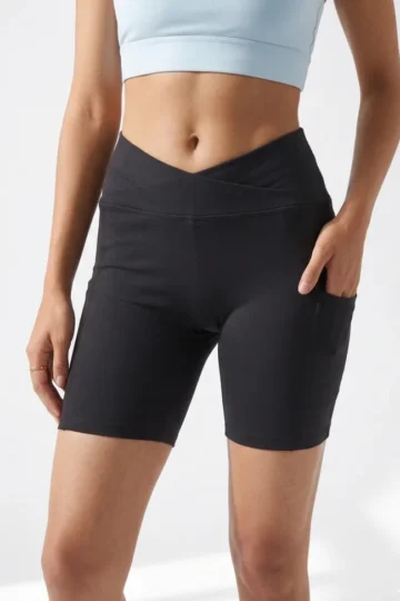 Black Crisscross Cycling Shorts