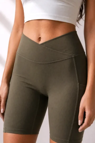 Olive Crisscross Cycling Shorts