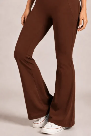 Brown Crisscross Flared Leggings