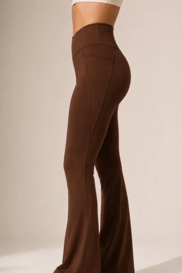 Brown Crisscross Flared Leggings