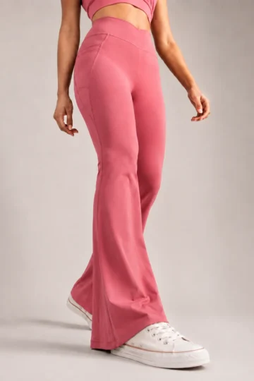 Mauve Crisscross Flared Leggings