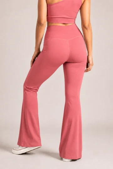 Mauve Crisscross Flared Leggings