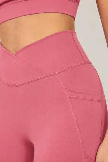 Mauve Crisscross Flared Leggings