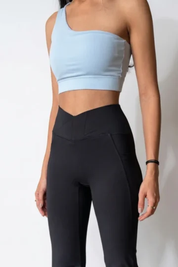 Black Crisscross Flared Leggings