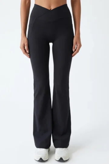 Black Crisscross Flared Leggings