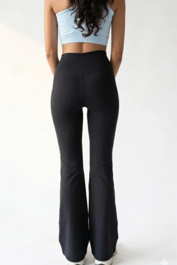 Black Crisscross Flared Leggings