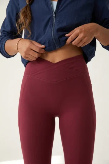 Maroon Crisscross Flared Leggings