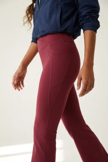 Maroon Crisscross Flared Leggings