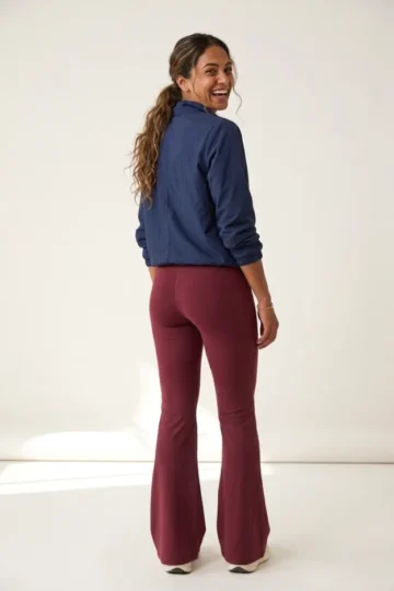 Maroon Crisscross Flared Leggings