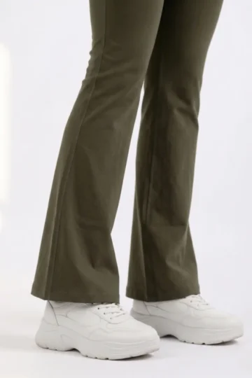 Olive Crisscross Flared Leggings