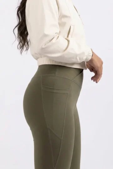 Olive Crisscross Flared Leggings