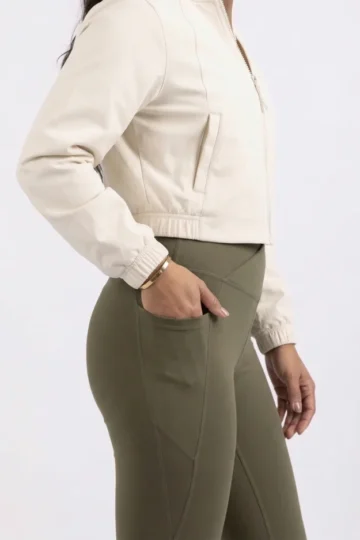 Olive Crisscross Flared Leggings