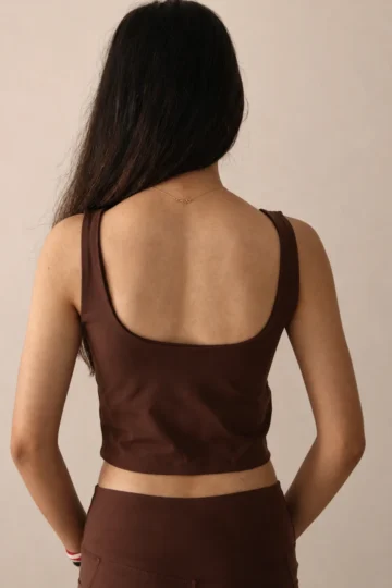 Brown Built-in Scoop Crop Tank