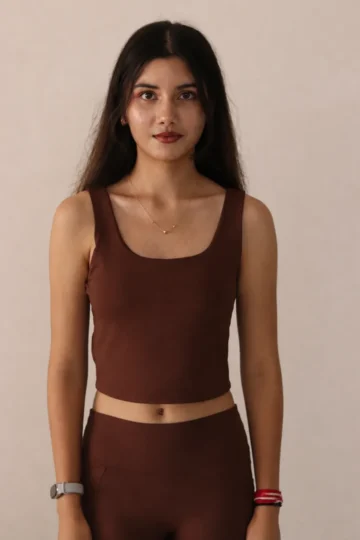Brown Built-in Scoop Crop Tank
