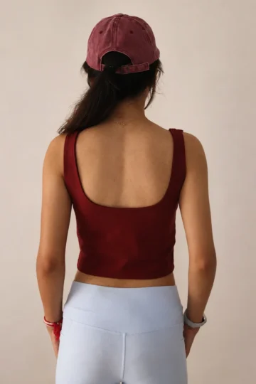 Maroon Built-in Scoop Crop Tank